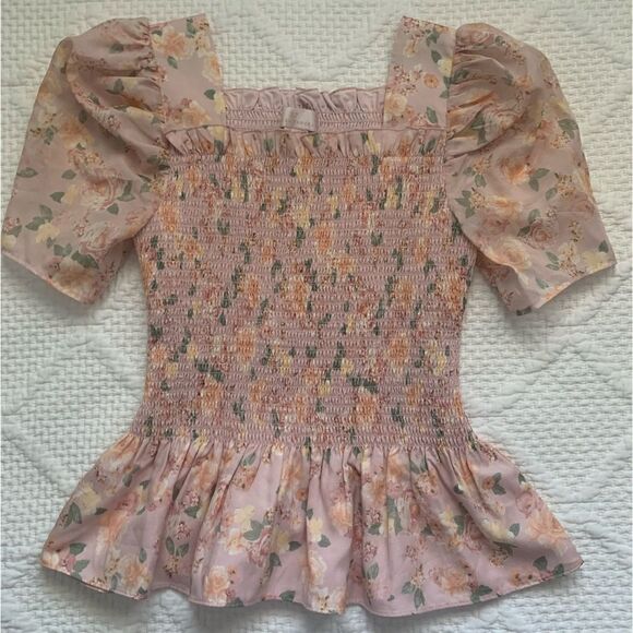 Rachel Parcell Pink Floral Square Neck Smock Top - Picture 5 of 11